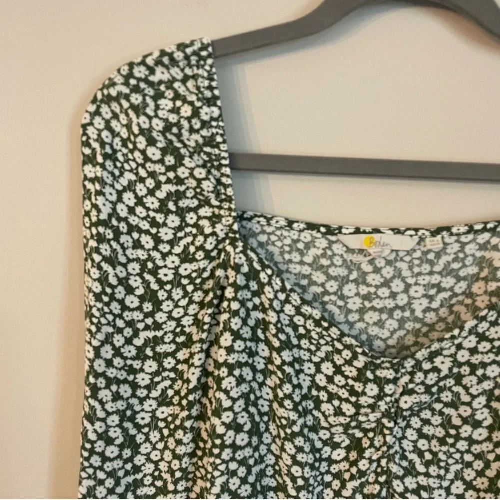 Boden Sweetheart Neckline Slight Puff Long-Sleeve Blouse Size 2